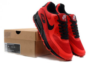Кроссовки Nike Air Max 90 Hyperfuse мужские красные с черным - общее фото